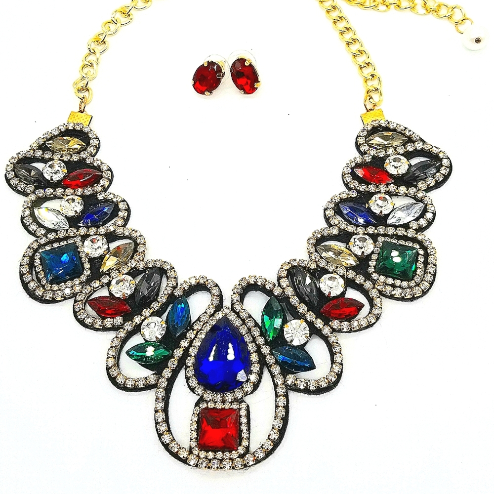 Colorful Necklace & Earring Set Costume Jewelry